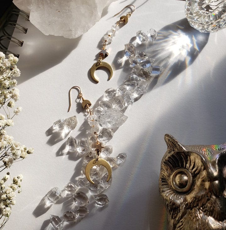 Herkimer Moon Drop Earrings Earrings Shop Dreamers of Dreams