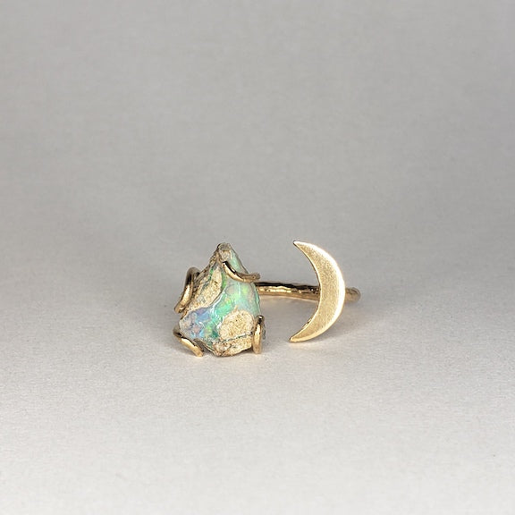 Raw Opal Gemstone Moon Ring RING Shop Dreamers of Dreams