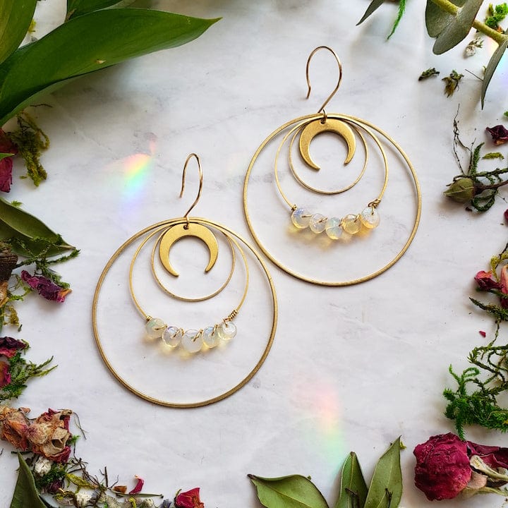 Opal moon earrings discount