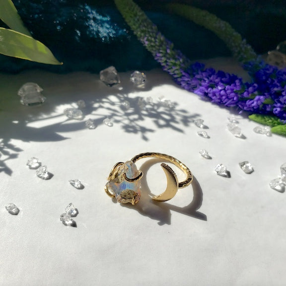 Raw Opal Gemstone Moon Ring RING Shop Dreamers of Dreams