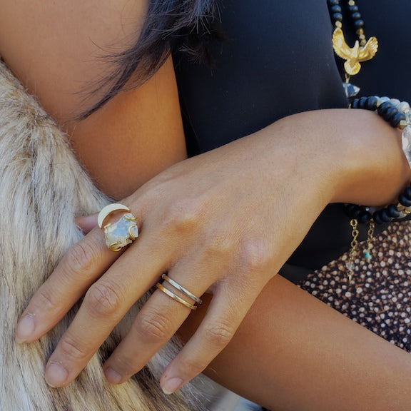 Raw Opal Gemstone Moon Ring RING Shop Dreamers of Dreams