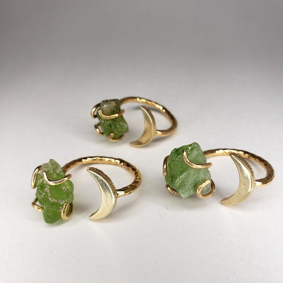 Peridot Gemstone Moon Ring RING Shop Dreamers of Dreams