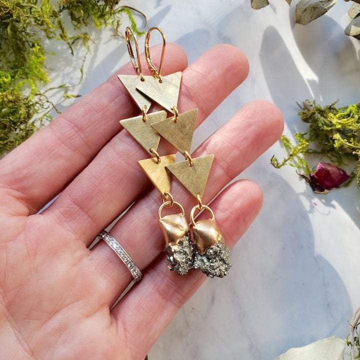 Pyrite Trinity Earrings Earrings Shop Dreamers of Dreams