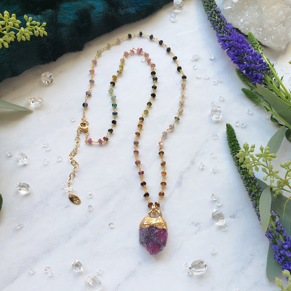 Raw Ruby on Watermelon Tourmalines Necklace Shop Dreamers of Dreams