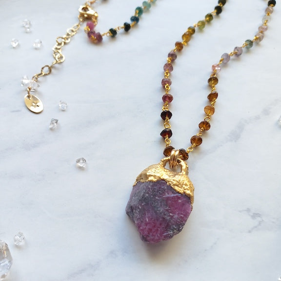 Raw Ruby on Watermelon Tourmalines Necklace Shop Dreamers of Dreams