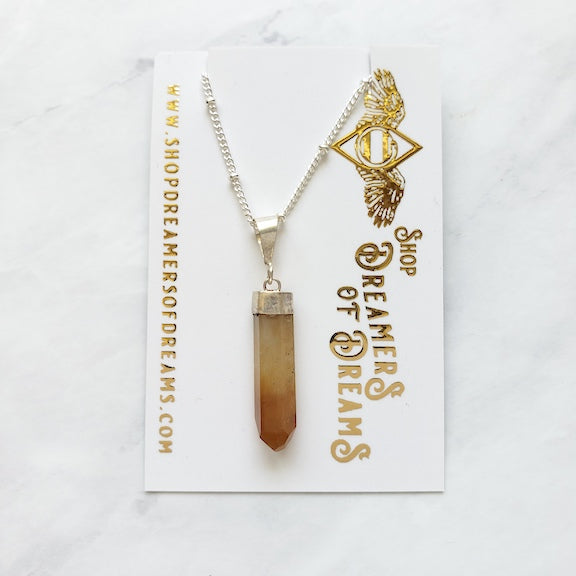 Golden Rutile Crystal Necklace Silver Necklace Shop Dreamers of Dreams