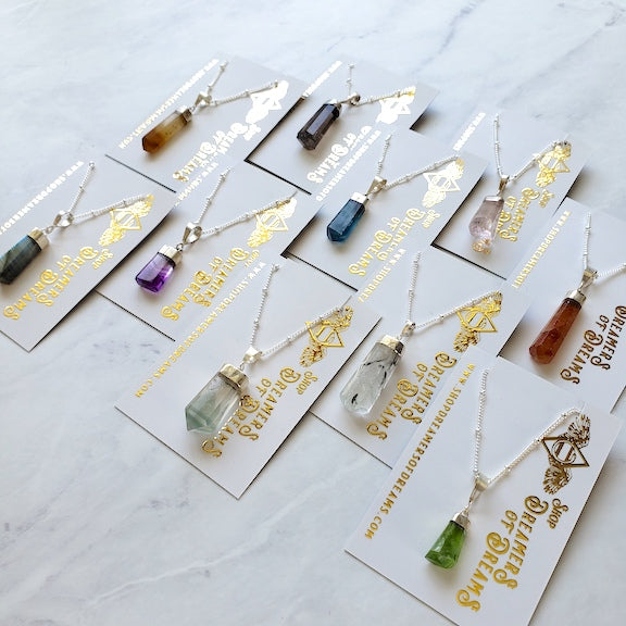 Golden Rutile Crystal Necklace Silver Necklace Shop Dreamers of Dreams