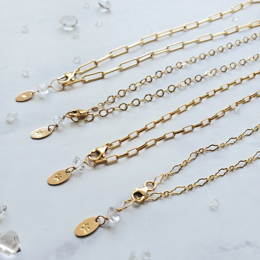 14k gold fill chains paperclip chain necklaces