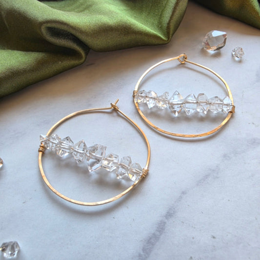14k Goldfill Herkimer Hoops