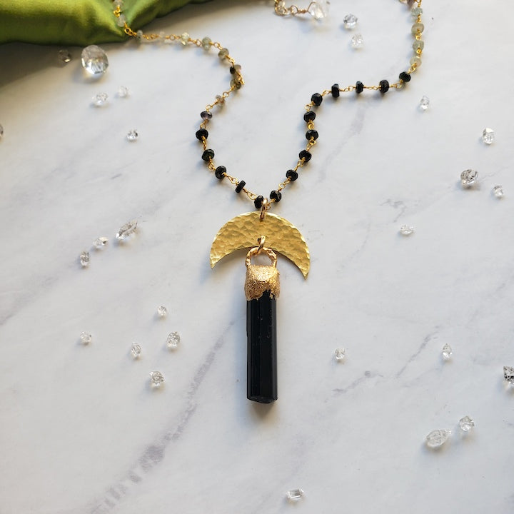 Black Tourmaline Moon Priestess Necklace Necklace Shop Dreamers of Dreams