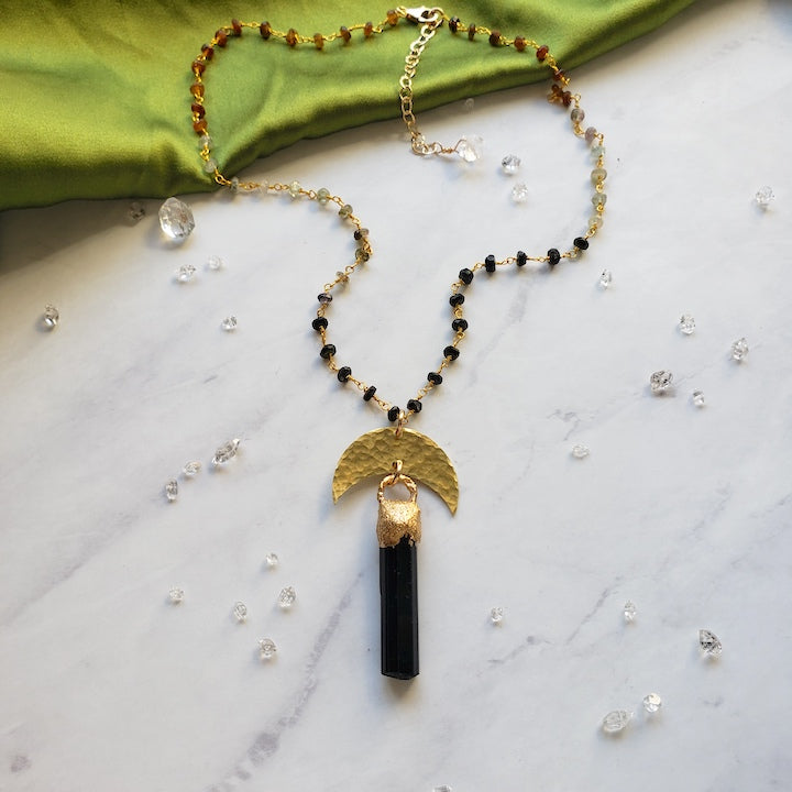 Black Tourmaline Moon Priestess Necklace Necklace Shop Dreamers of Dreams