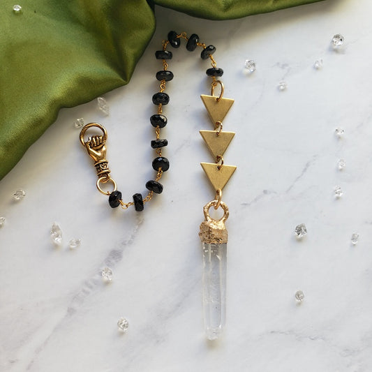 Onyx and Lemurian Quartz Pendulum pendulum Shop Dreamers of Dreams