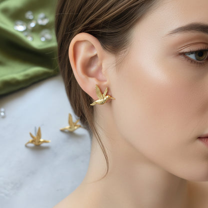 Gold Hummingbird Studs Earrings Shop Dreamers of Dreams