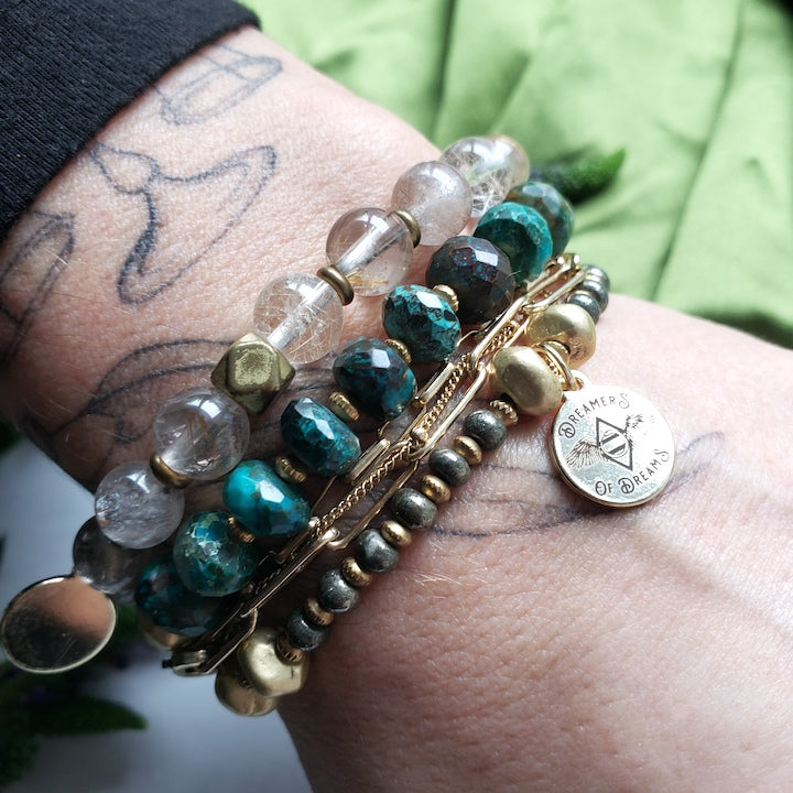 Chrysocolla + Pyrite Courage Bracelet Bracelet Shop Dreamers of Dreams