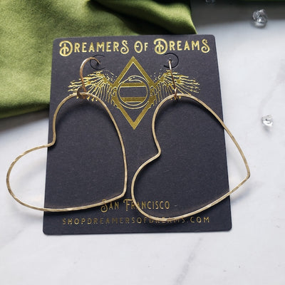 Big Heart Hoops: giant heart-shaped hoop earrings on hypoallergenic ear hooks