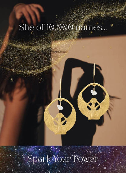Brass Isis and Herkimer Earrings Earrings Shop Dreamers of Dreams