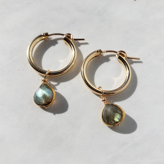 Labradorite Everyday Gold Hoops Earrings Shop Dreamers of Dreams