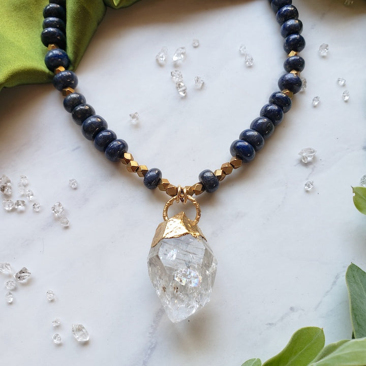 Divine Lapis and Quartz Talisman necklace Shop Dreamers of Dreams