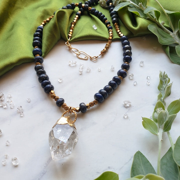 Divine Lapis and Quartz Talisman necklace Shop Dreamers of Dreams