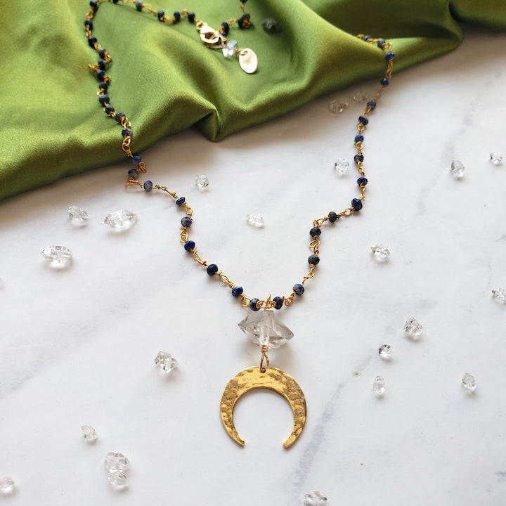 Beaded Lapis Moon Necklace Bracelet Shop Dreamers of Dreams