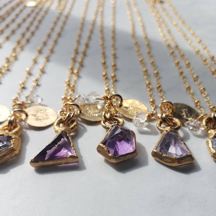 Amethyst Geometric Mini Pendant Necklace Necklace Shop Dreamers of Dreams