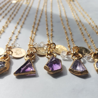 Amethyst Geometric Mini Pendant Necklace Necklace Shop Dreamers of Dreams