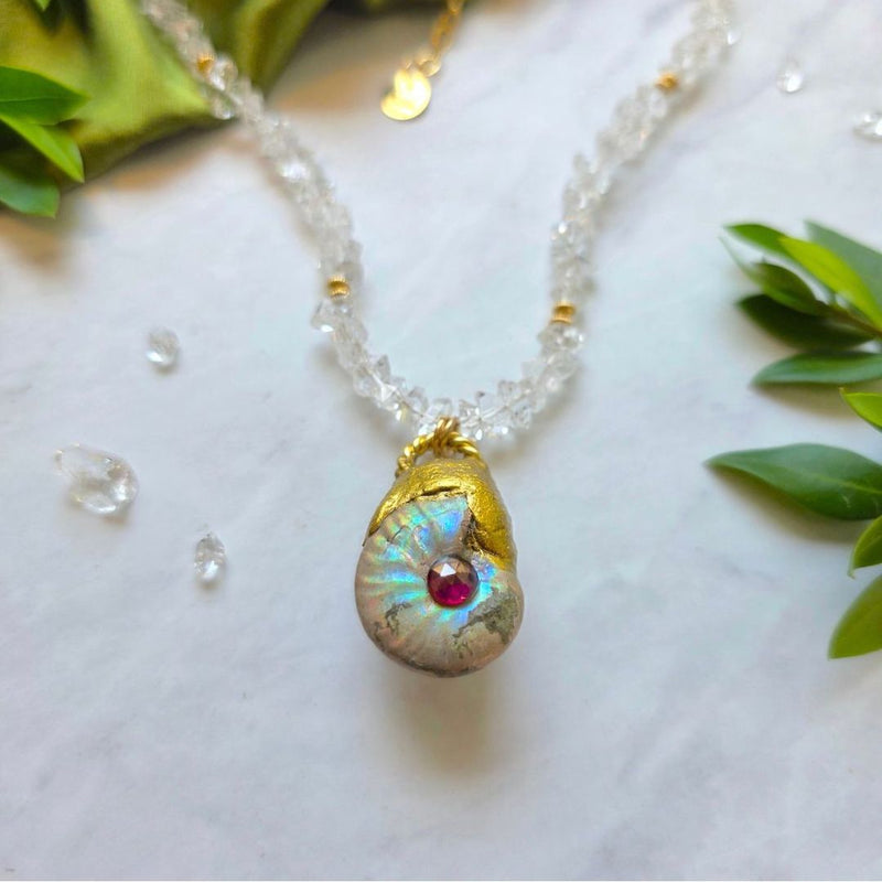 Garnet Ammonite Portal Talisman Necklace Shop Dreamers of Dreams