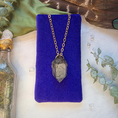 Black Rutilated Quartz Grounding Necklace