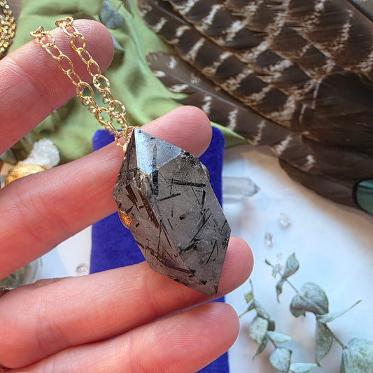 Black Rutilated Quartz Grounding Necklace