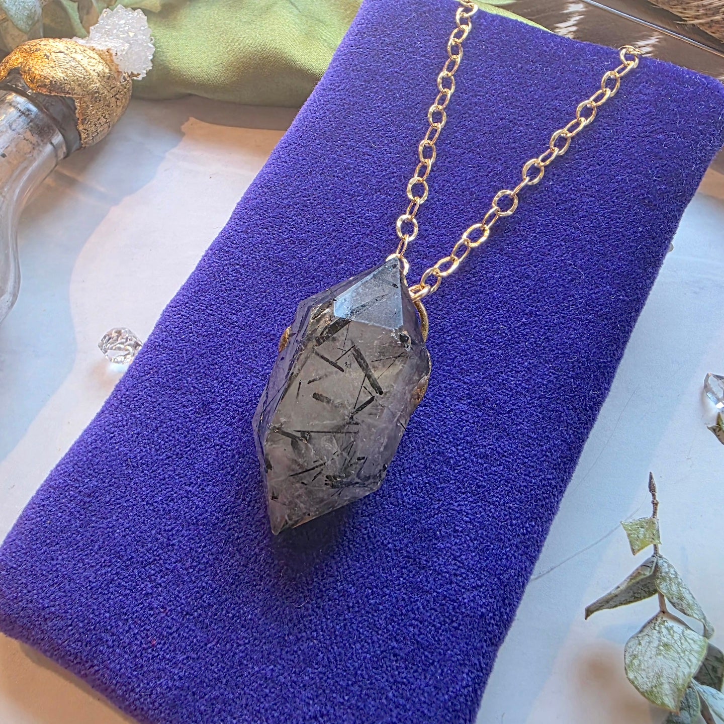 Black Rutilated Quartz Grounding Necklace