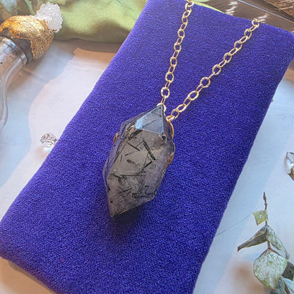 Black Rutilated Quartz Grounding Necklace