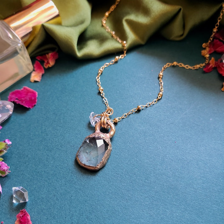 Blue Tourmaline Mini Pendant Necklace Necklace Shop Dreamers of Dreams