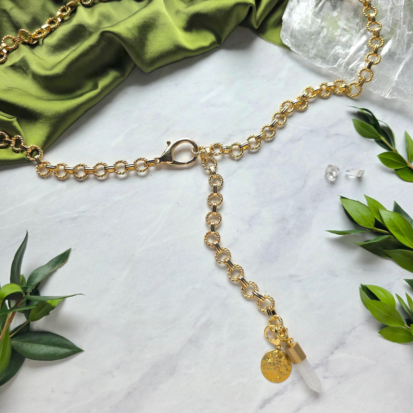 Moon + Crystal Drape Chain Belt | Gold Talisman Waist Jewelry