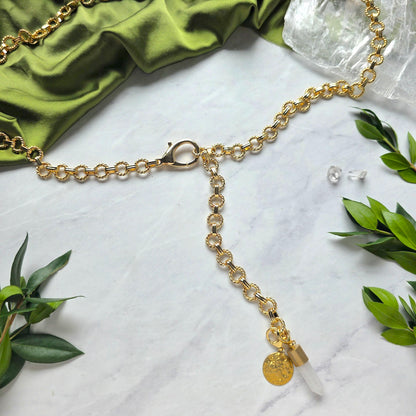 Moon + Crystal Drape Chain Belt | Gold Talisman Waist Jewelry