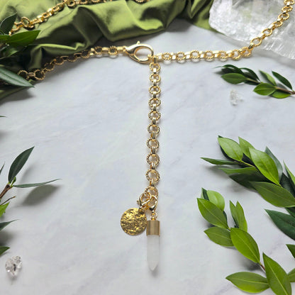 Moon + Crystal Drape Chain Belt | Gold Talisman Waist Jewelry