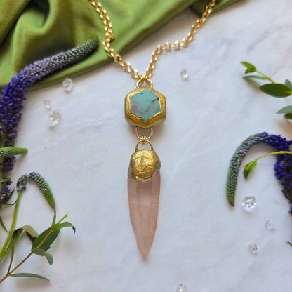 Chrysoprase + Peach Lemurian Priestess Necklace Necklace Shop Dreamers of Dreams