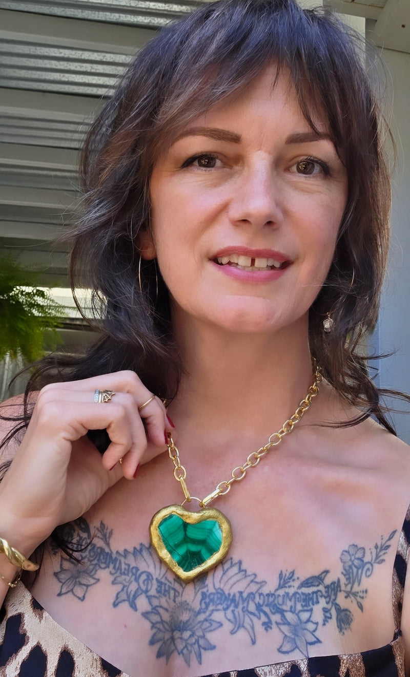 Malachite Heart Courage Necklace