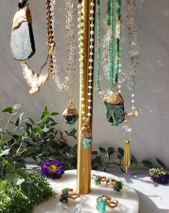 Raw Emerald Slice Necklace Necklaces Shop Dreamers of Dreams