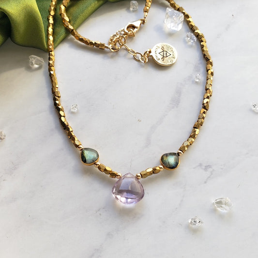 Amethyst and Labradorite Goddess Necklace Necklace Shop Dreamers of Dreams