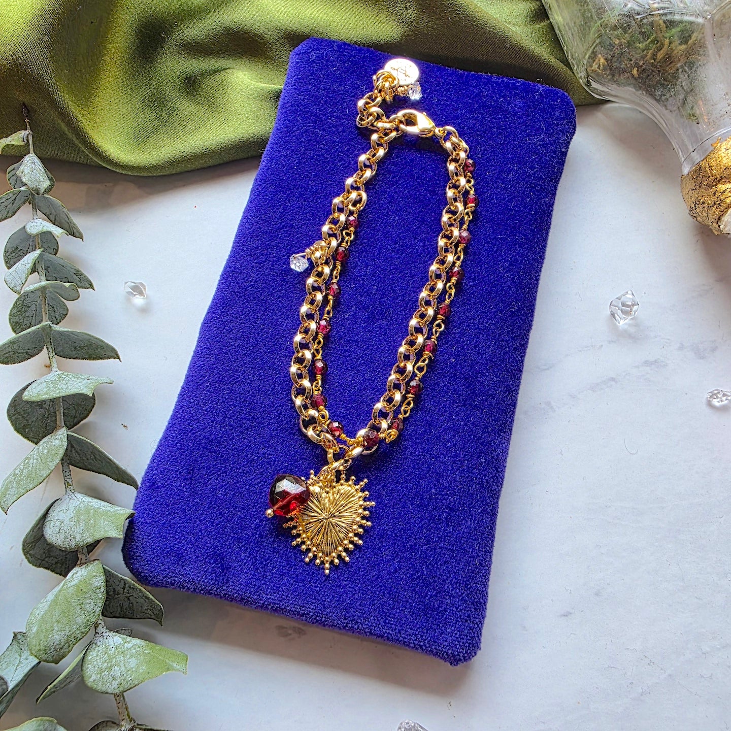 Sacred Heart Garnet Charm Bracelet Bracelet Shop Dreamers of Dreams