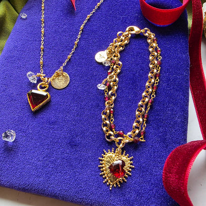 Sacred Heart Garnet Charm Bracelet Bracelet Shop Dreamers of Dreams