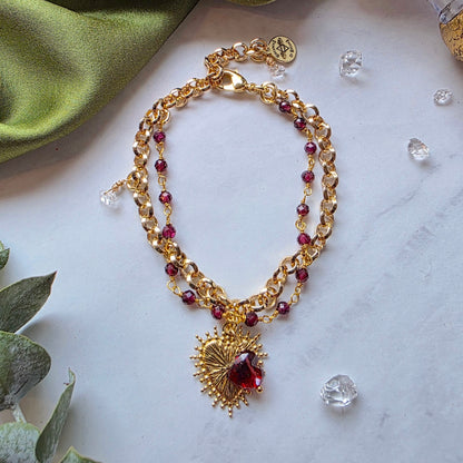 Sacred Heart Garnet Charm Bracelet Bracelet Shop Dreamers of Dreams