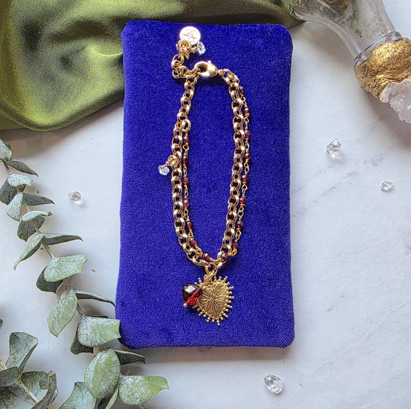 Sacred Heart Garnet Charm Bracelet Bracelet Shop Dreamers of Dreams