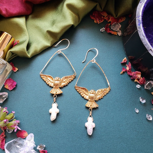 Pearl Golden Bird Hoops Earrings Shop Dreamers of Dreams