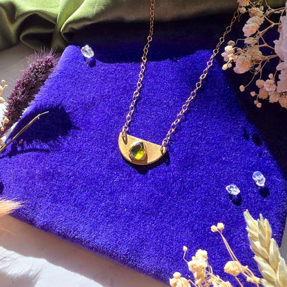Green Tourmaline Mini Shield Necklace