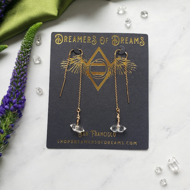 Herkimer Diamond Threader Earrings Earrings Shop Dreamers of Dreams
