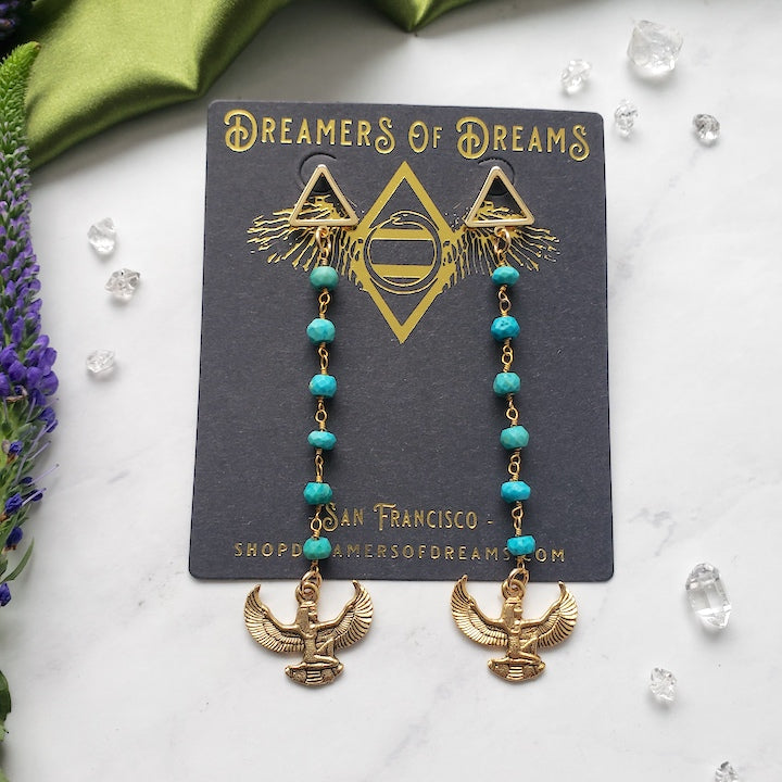 Turquoise Isis Charm Earrings Earrings Shop Dreamers of Dreams