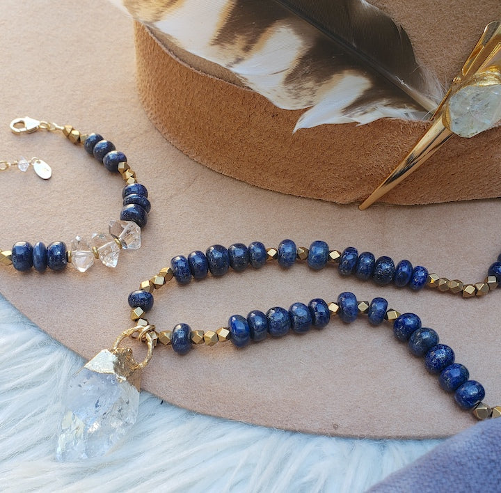 Divine Lapis and Quartz Talisman necklace Shop Dreamers of Dreams