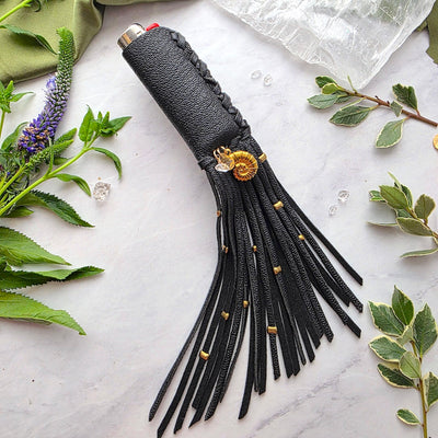 Sacred Flame Lighter Sleeve | Black Leather