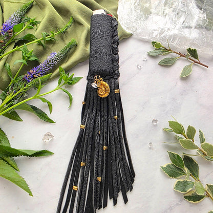 Sacred Flame Lighter Sleeve | Black Leather